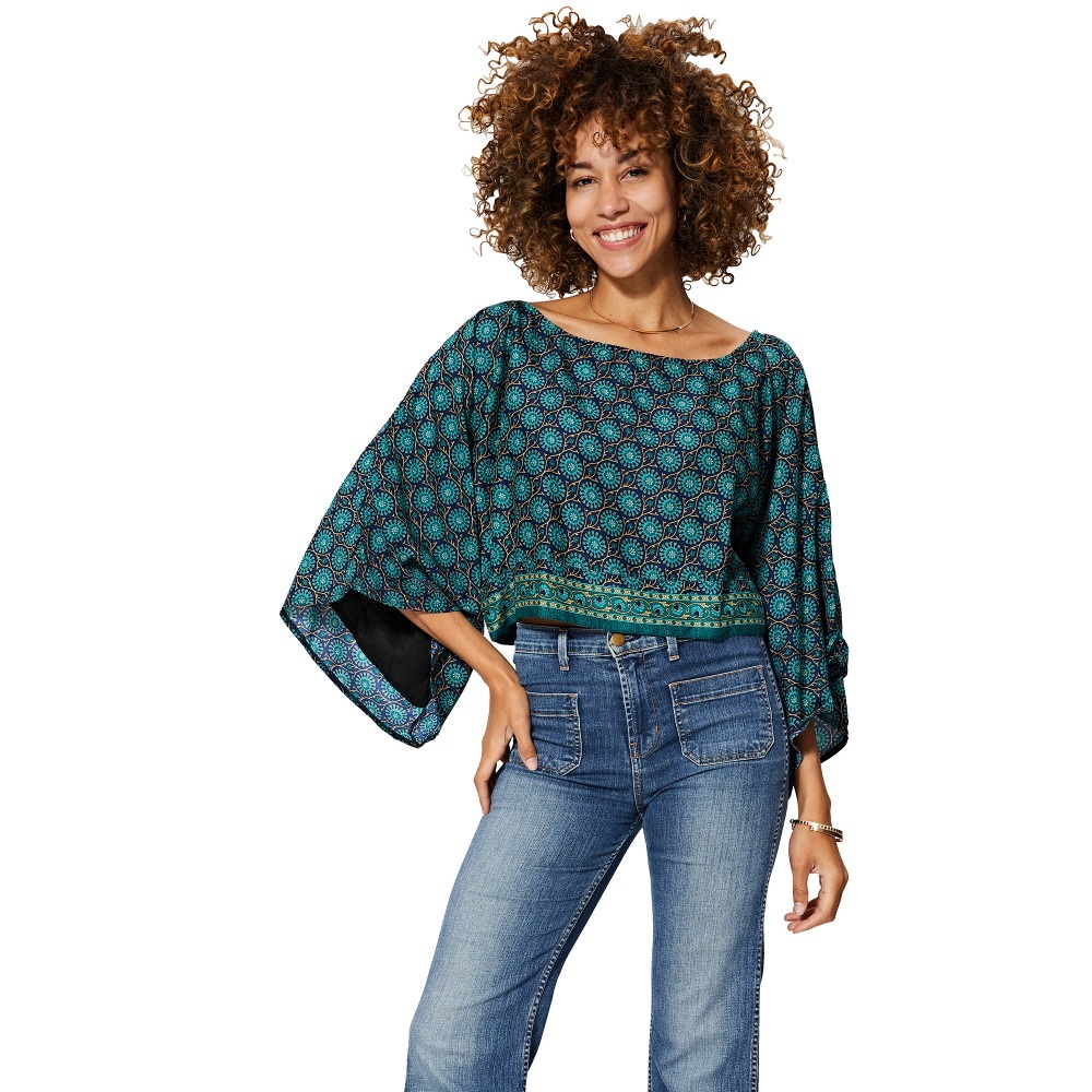Aller Simplement Kimono Printed Blouse